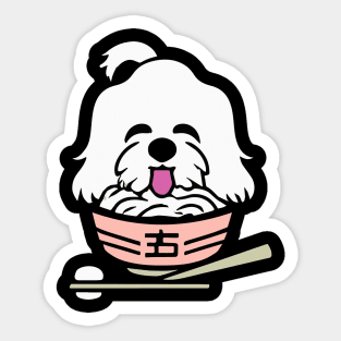 Maltese Dog Japanese Ramen Funny Dog Owner Retro Funny Dog Sticker